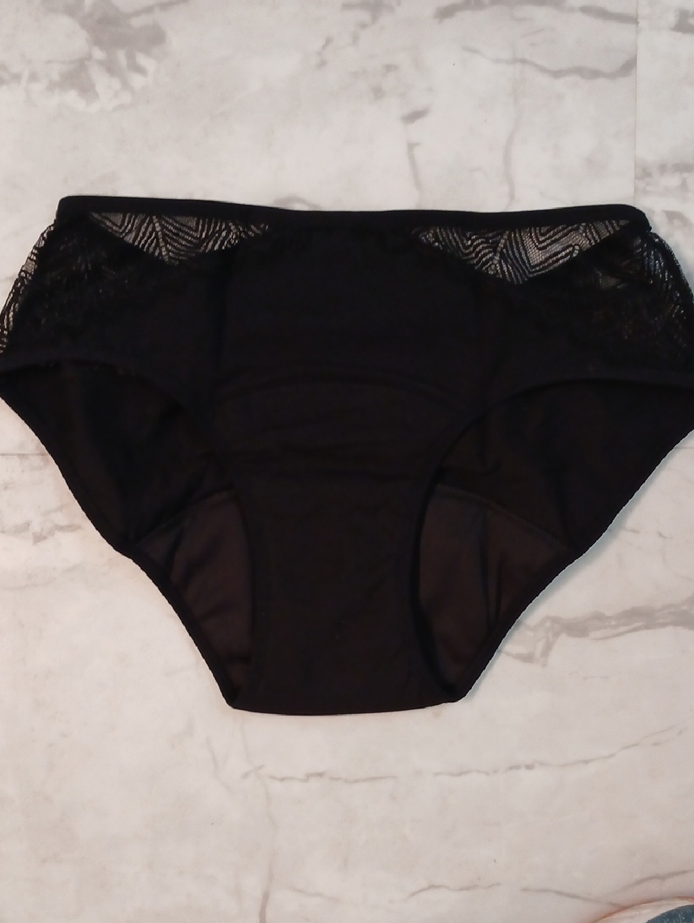 SAVVI Black With Lace Period Hipster Underwear Medium 2 Pk